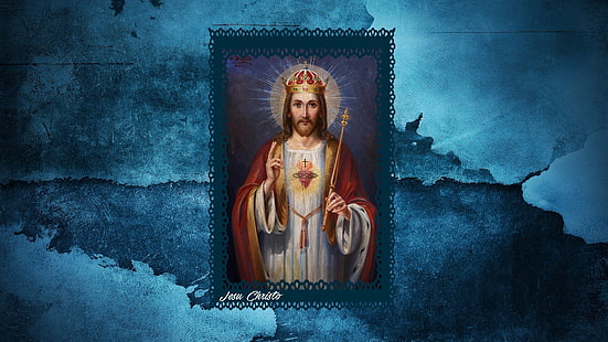Latin, Jesus Christ, picture frames, crown, religious, Christianity, HD wallpaper HD wallpaper