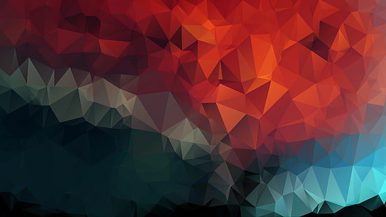 merah, segitiga, poli rendah, seni poli rendah, 3d, pola, segitiga, seni digital, geometris, mosaik, Wallpaper HD HD wallpaper