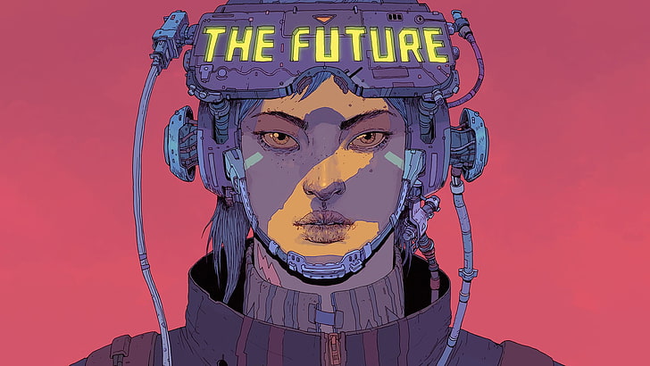 خلفية بورتريه المستقبل ، شعر أزرق ، مستقبلي ، فن البوب ​​، جوسان جونزاليس، خلفية HD