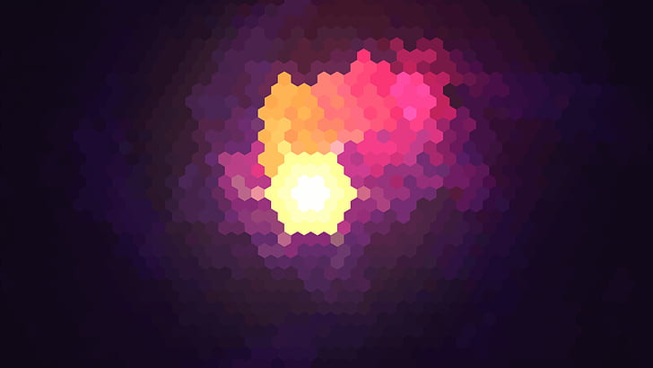 hexagone, blanc, jaune, rouge, violet, abstrait, Fond d'écran HD