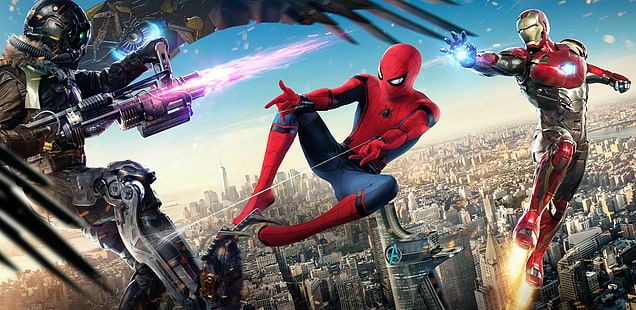 Spider-Man, 8K, Spider-Man: Homecoming, Iron Man, 4K, Vulture, HD wallpaper HD wallpaper