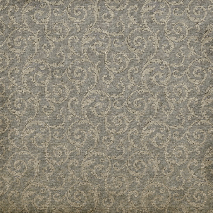 gray floral textile, background, pattern, wallpaper, ornament, vintage, texture, paper, HD wallpaper