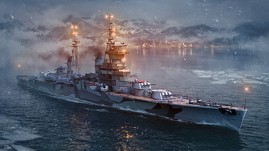 World of Warships, Cruiser D. 68-bis Mikhail Kutuzov, Artillery cruiser, Light cruiser, HD wallpaper HD wallpaper