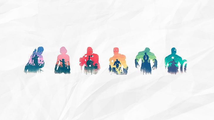ilustração de vários personagens de anime variados, adesivo Vingadores, Os Vingadores, Homem de Ferro, Hulk, Capitão América, Viúva Negra, Nick Fury, Thor, Hawkeye, obras de arte, Marvel Comics, filmes, Universo cinematográfico da Marvel, HD papel de parede