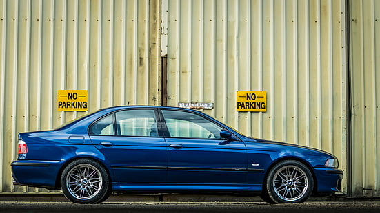 carro, BMW, BMW M5, azul, carros azuis, vista lateral, veículo, E39, HD papel de parede HD wallpaper