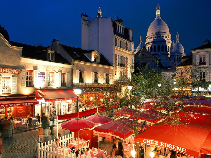 سيتي سكيب ، القلب المقدس ، مونمارتر ، باريس ، فرنسا، خلفية HD