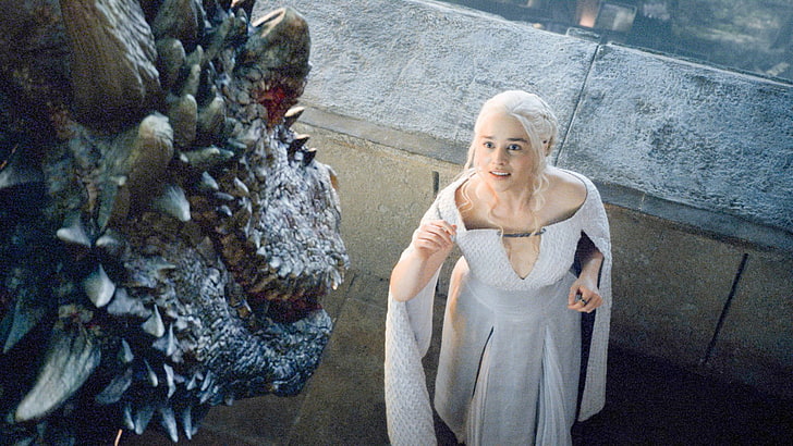 TV-show, Game Of Thrones, Daenerys Targaryen, Drogon (Game Of Thrones), Emilia Clarke, HD tapet