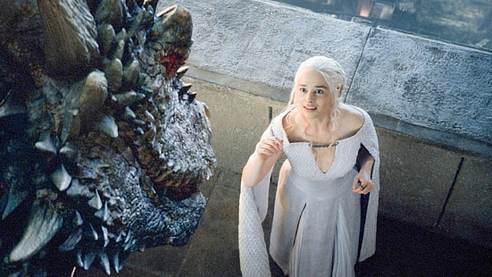 Programa de televisión, Juego de tronos, Daenerys Targaryen, Drogon (Juego de tronos), Emilia Clarke, Fondo de pantalla HD HD wallpaper