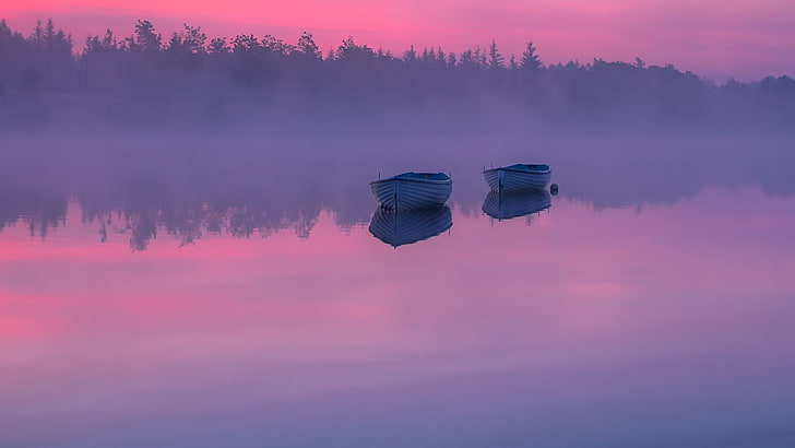 reflection, boat, water, nature, HD wallpaper