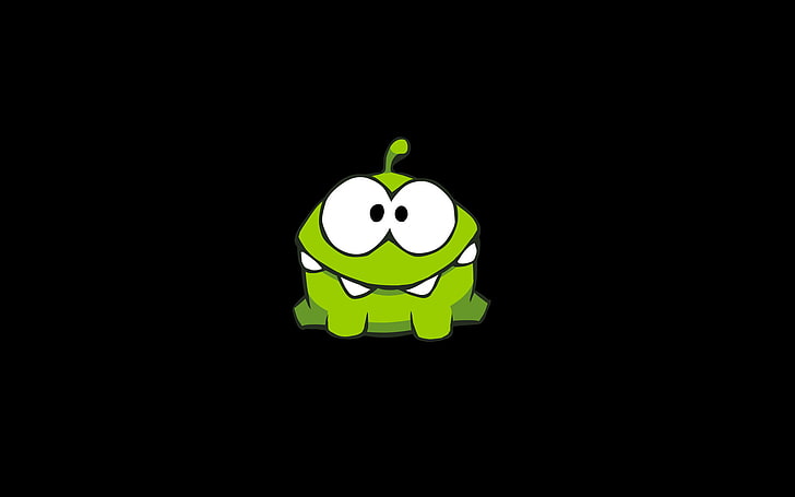 green frog illustration, the game, game, cut the rope, am dumb, om nom, HD wallpaper