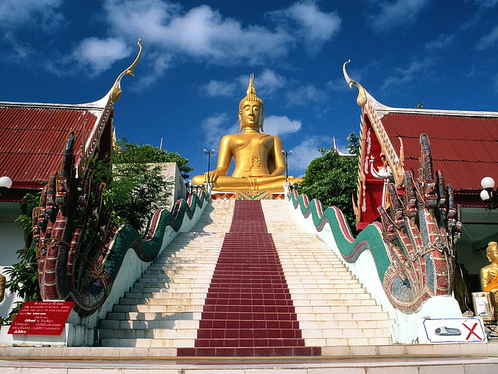 Buddha Besar Koh Samui Samui Isl Thail, patung buddha, pulau, buddha, samui, thailand, Wallpaper HD
