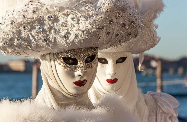 Venice, carnival, mask, hats, costumes, HD wallpaper