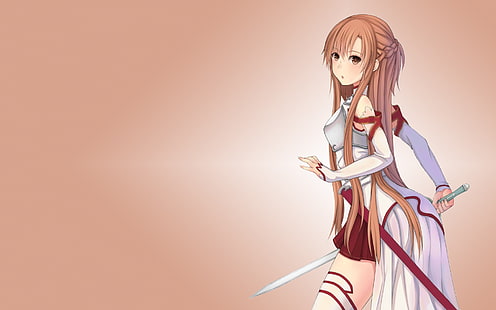 Sword Art Online Yuuki Asuna, anime, svärd, animeflickor, Yuuki Asuna, Sword Art Online, enkel bakgrund, HD tapet HD wallpaper