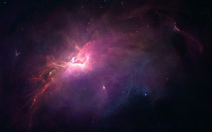 분홍색과 보라색 성운, 우주, 우주, 성운, HD 배경 화면