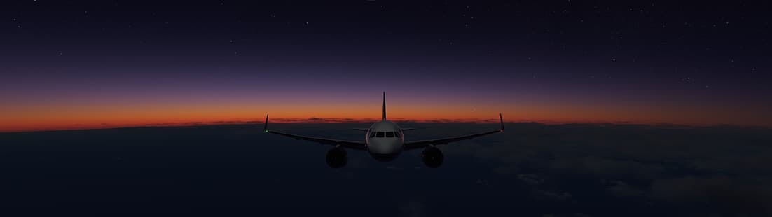 авиасимулятор, полет, небо, облака, Airbus A320, HD обои HD wallpaper