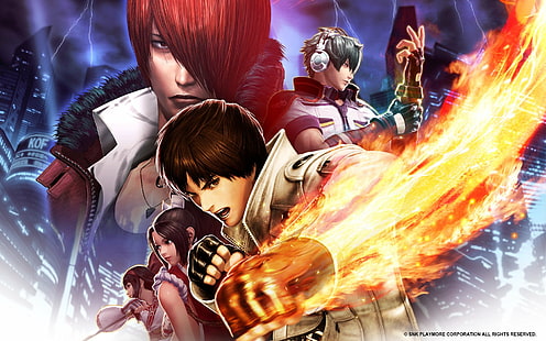 Videospel, King of Fighters XIV, Iori Yagami, King Of Fighters, King Of Fighters XIV, Kyo Kusanagi, Mai Shiranui, Nakoruru (SNK), Shunn'el (KOF), HD tapet HD wallpaper