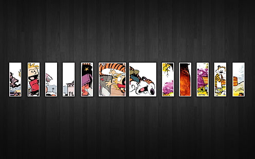 مجموعة متنوعة من الرسوم التوضيحية المتحركة للشخصيات ، كالفن وهوبز ، الفن الهزلي ، الكولاج، خلفية HD HD wallpaper