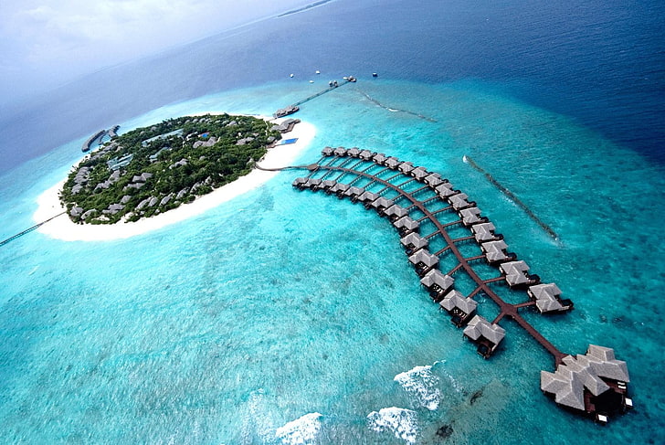 جزر المالديف ، الجزيرة ، المناظر الطبيعية، خلفية HD