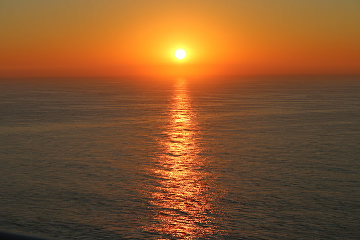 zachód słońca, niebo, morze, Tapety HD