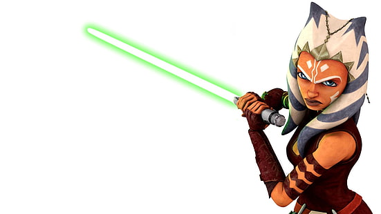 postać z gry trzymająca miecz świetlny, Gwiezdne Wojny, miecz świetlny, Ahsoka Tano, Jedi, Tapety HD HD wallpaper