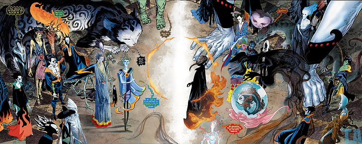 multicolored fictional characters painting, Sandman, Neil Gaiman, J. H. Williams III, Sandman Overture, Dream (character), HD wallpaper
