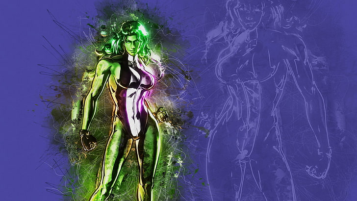 ヒーロー、コミック、アートワーク、She-Hulk、Hulk、Marvel Vs.カプコン、マーベルvs.カプコン3：Fate of Two Worlds、 HDデスクトップの壁紙
