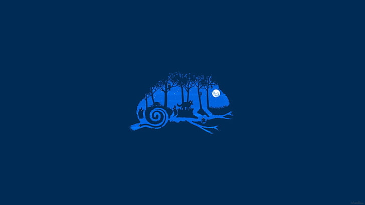 clip art bunglon biru, biru, hewan, minimalis, seni digital, bunglon, Bulan, mata, siluet, ular, kelinci, serigala, burung hantu, pohon, ekor, bintang, imajinasi, latar belakang biru, kelelawar, katak, cabang, rumput, sederhanaLatar Belakang, Wallpaper HD