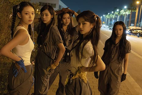 Neue Jeans, Koreanisch, Frauengruppe, Frauen, draußen, Frauen draußen, Gang, HD-Hintergrundbild HD wallpaper