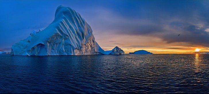 бял айсберг, природа, айсберг, небе, море, HD тапет