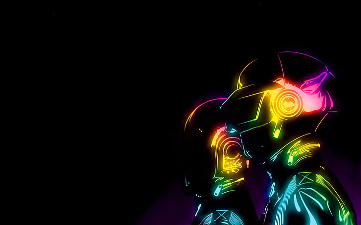иллюстрация разноцветного человека, Daft Punk, цифровое искусство, музыка, HD обои