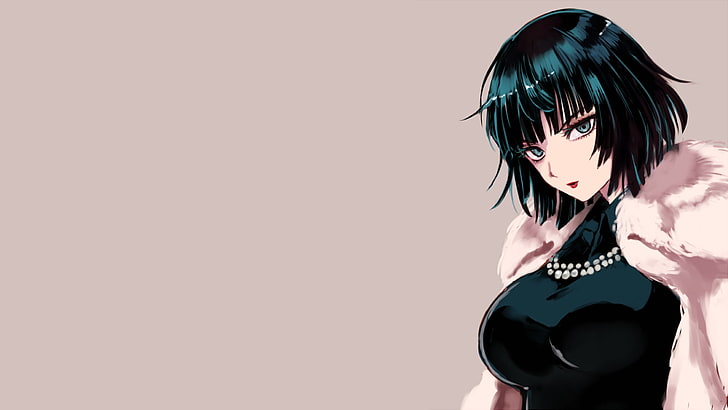 черноволосая женщина аниме персонаж, аниме, аниме девушки, Fubuki, One-Punch Man, большие сиськи, короткие волосы, черные волосы, HD обои