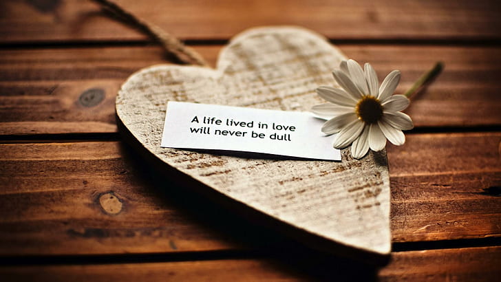 A wise advice, brown wooden heart shaped accessory, photography, 1920x1080, heart, love, HD wallpaper
