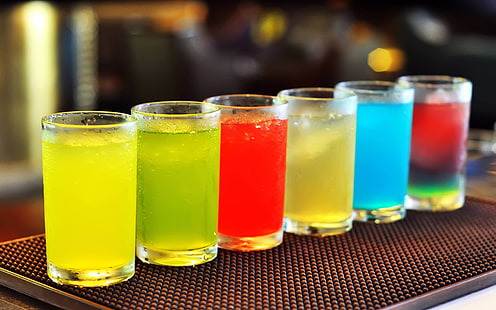 Cold drinks, colorful cocktails, glass, cups, Cold, Drinks, Colorful, Cocktails, Glass, Cups, HD wallpaper HD wallpaper