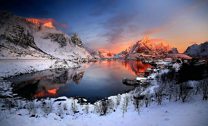 paisaje, naturaleza, Noruega, invierno, Fondo de pantalla HD