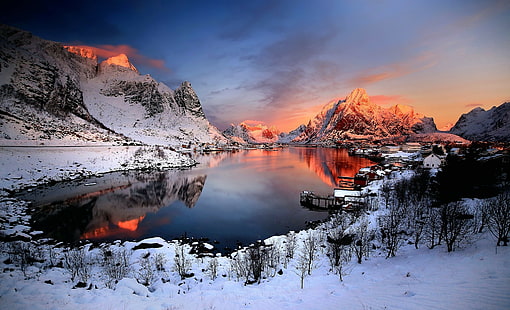 krajobraz, przyroda, Norwegia, zima, Tapety HD HD wallpaper