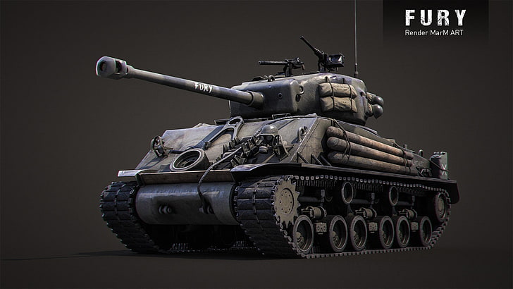 Kadr z filmu Fury, World of Tanks, czołg, gry wojenne, renderowanie, gry wideo, M4 Sherman, M4 Sherman Fury, Tapety HD
