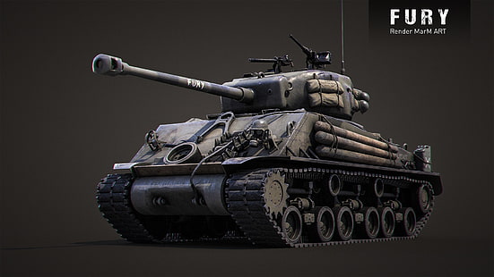 Film Fury, World of Tanks, tank, wargaming, render, video game, M4 Sherman, M4 Sherman Fury, Wallpaper HD HD wallpaper