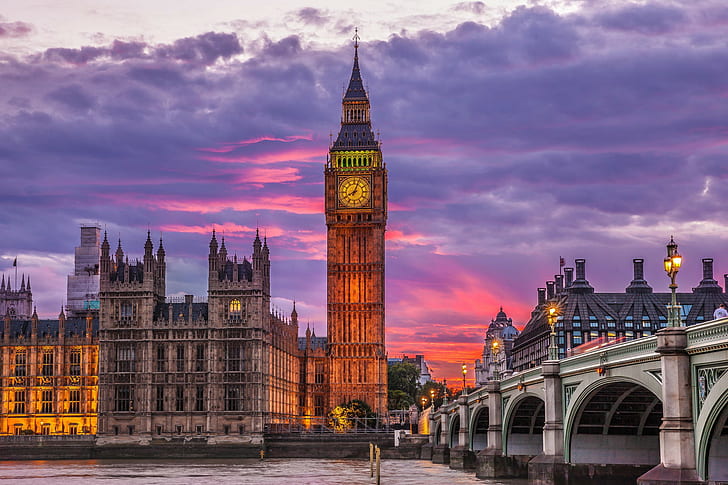 Grã-Bretanha, Londres, Inglaterra, Big Ben, Grã-Bretanha, Londres, Inglaterra, Big Ben, Palácio de Westminster, Tamisa, HD papel de parede