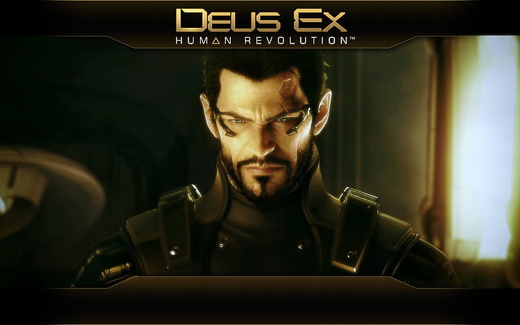 Deus Ex Human Revolution digital wallpaper, deus ex, character, look, beard, mustache, HD wallpaper