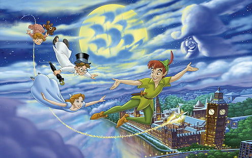 Disney Peter Pan Let’s Over London Best Pictures For Disney Art Wallpapers Hd 3840 × 2400, Tapety HD HD wallpaper