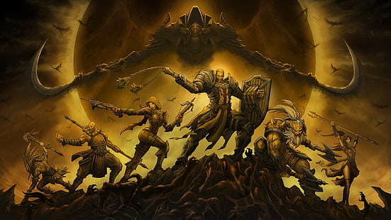 Diablo, Diablo III: Schnitter der Seelen, Barbar (Diablo III), Kreuzritter (Diablo III), Dämonenjäger (Diablo III), Malthael (Diablo III), Mönch (Diablo III), Hexendoktor (Diablo III), Zauberer (DiabloIII), HD-Hintergrundbild HD wallpaper