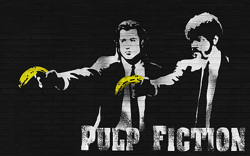 Poster Pulp Fiction, Pulp Fiction, pisang, film, tipografi, Wallpaper HD HD wallpaper