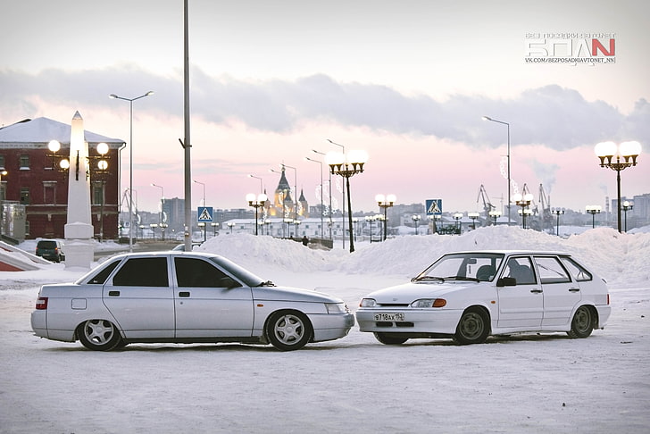 weiße Lada 112 Limousine, Winter, Maschine, Auto, die Stadt, zu Hause, weiß, 2114, LADA, VAZ, Samara, 2110, BPAN, VAZ-2114, HD-Hintergrundbild