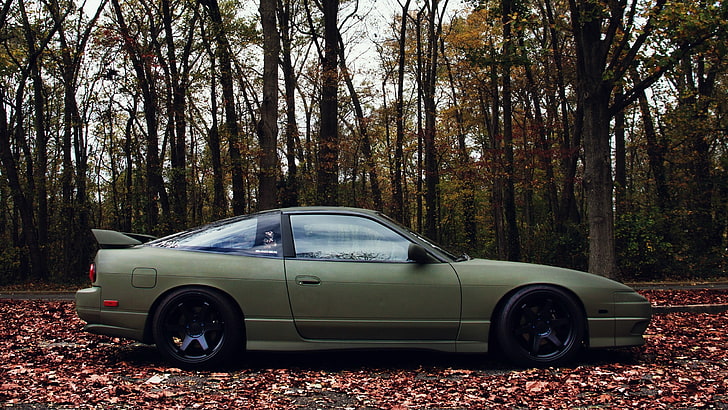 green coupe, Nissan, 180SX, car, JDM, HD wallpaper