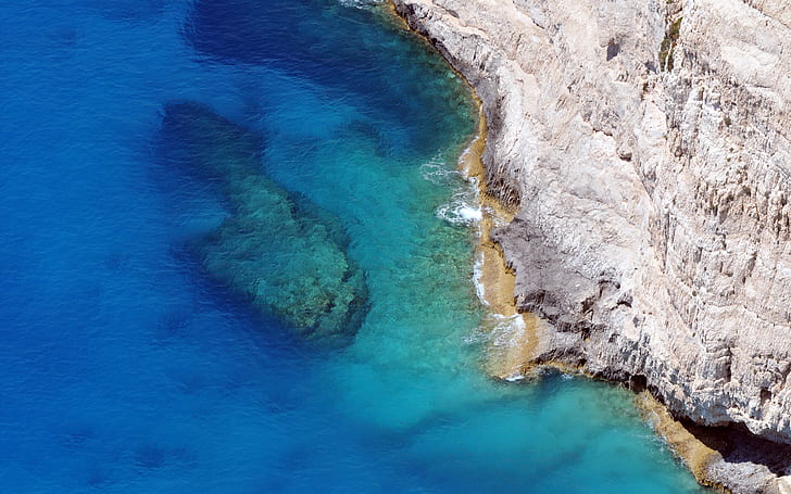 Корабокрушение плаж, Закинтос, крайбрежие, скала, плаж Navagio, Гърция, HD тапет