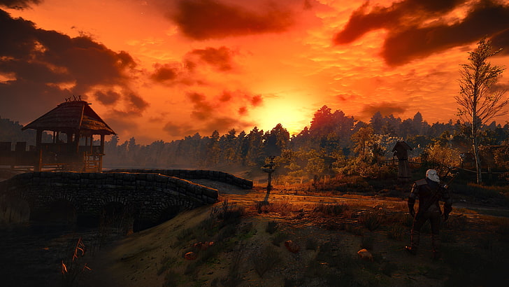 숲 근처에 서있는 사람 벽지, The Witcher 3 : Wild Hunt, 스크린 샷, Nvidia Ansel, The Witcher, HD 배경 화면