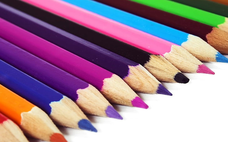 مجموعة أقلام ملونة ، مزاج ، أقلام رصاص ، ملونة، خلفية HD