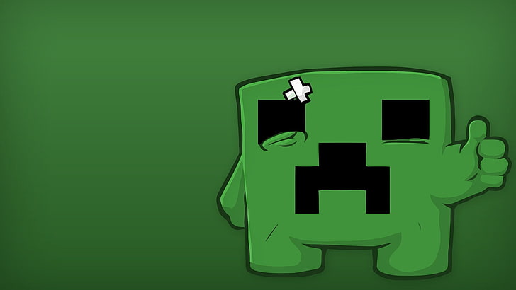 Creeper from Minecraft illustration, super meat boy, character, hand, look, HD wallpaper